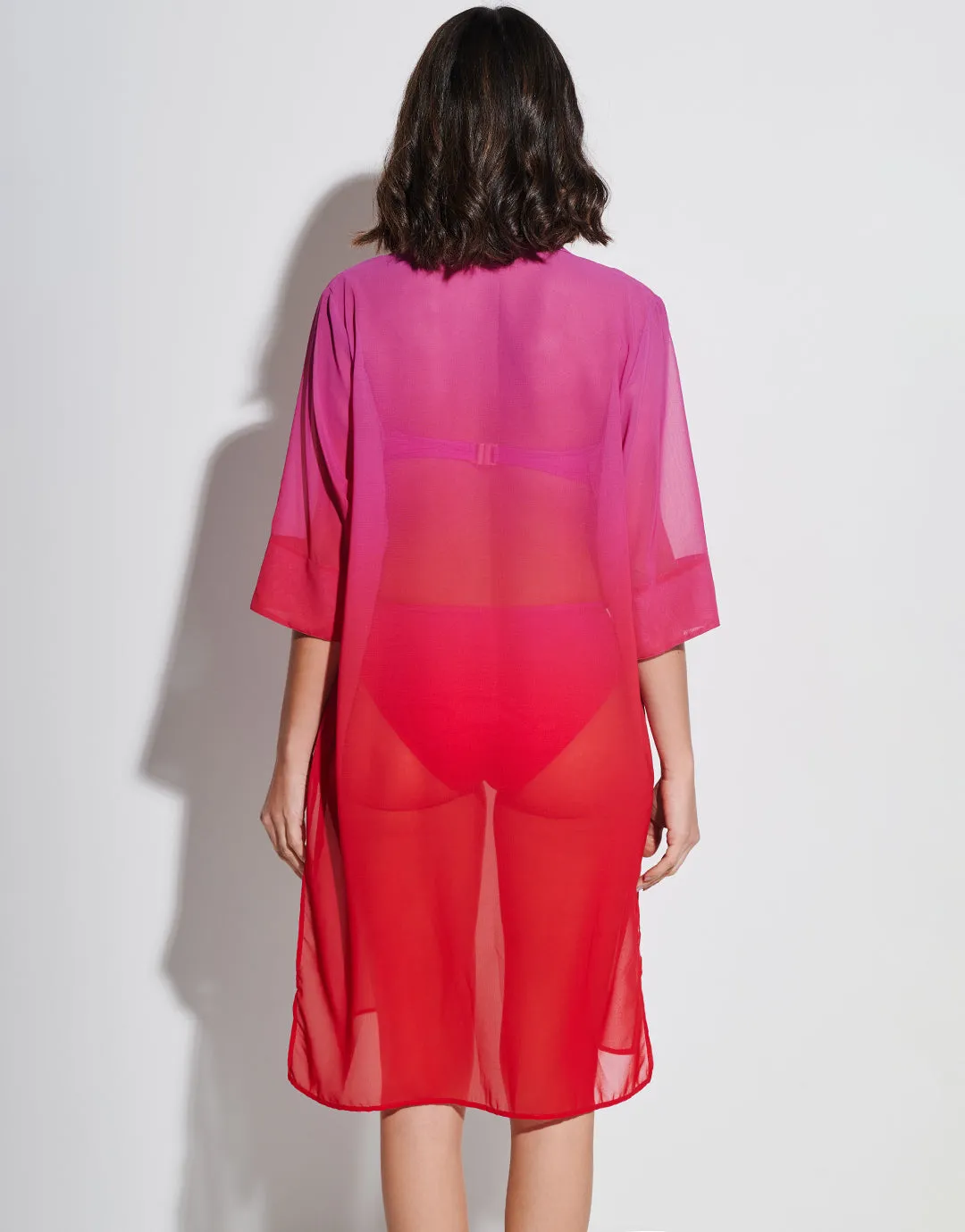 Brasil Midi Beach Shirt - Flower Pink