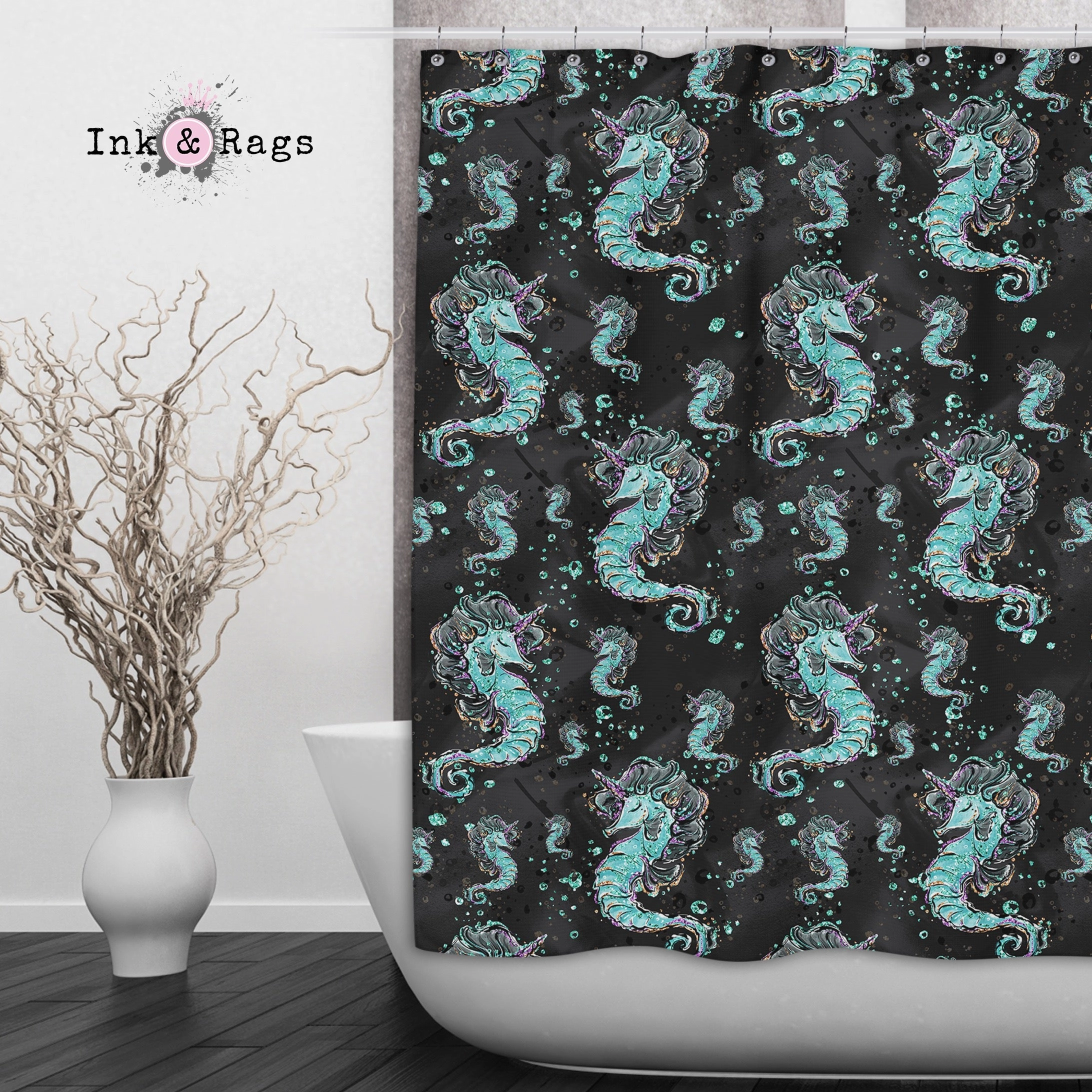 Breakfast At Tiffany Mermaid Seahorse Unicorn Fashion Shower Curtains and Optional Bath Mats Lighting,Lamps Fixtures