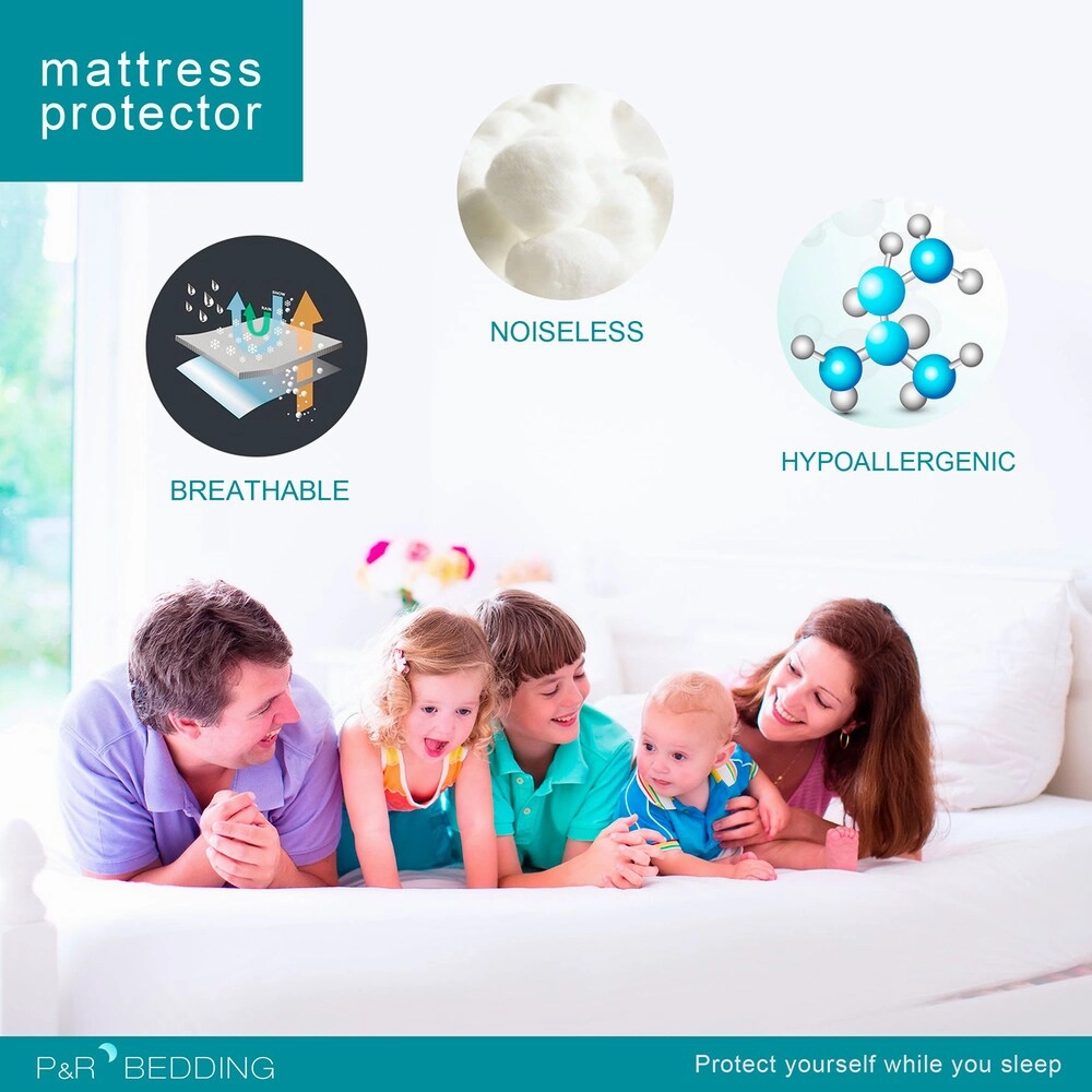 Breathable and Soft Plushed Comfy Bedding Waterproof Mattress Protector - White
