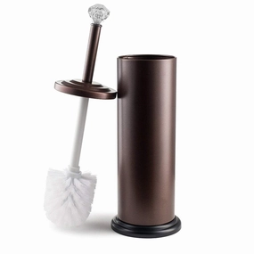 Bronze Toilet Brush Holder with Crystal Accent (17"X4.5") Toilet Brush,Bathroom Cleaner