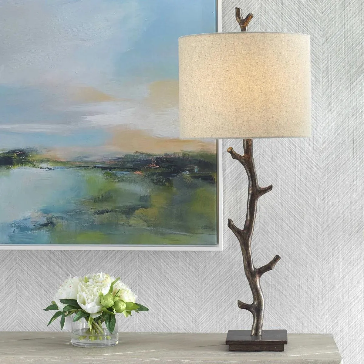Bronzed Branch Lamp mattress topper, bed base