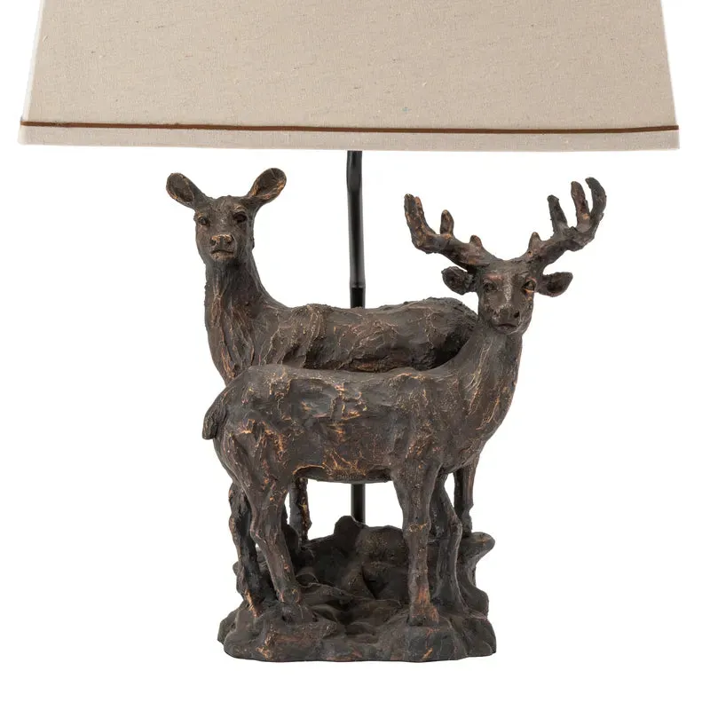 Bronzed Deer Table Lamp