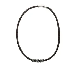 Brown Full Grain Cowhide Leather Braided Necklace