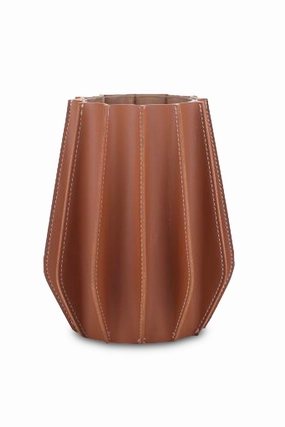 Brown Leather Fluted Vase | Liang & Eimil Juana Vase,Glass Vase