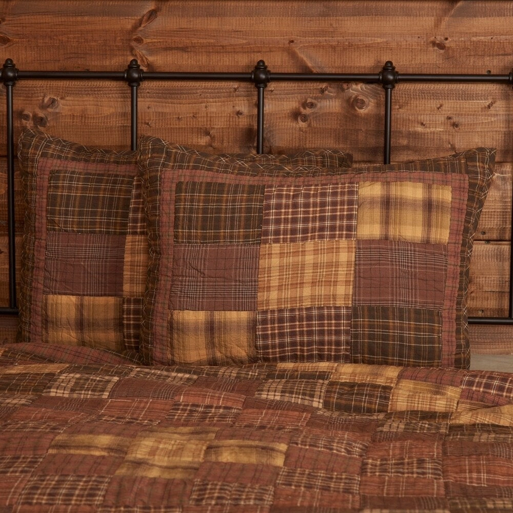 Brown Rustic Bedding VHC Prescott Sham Cotton Patchwork
