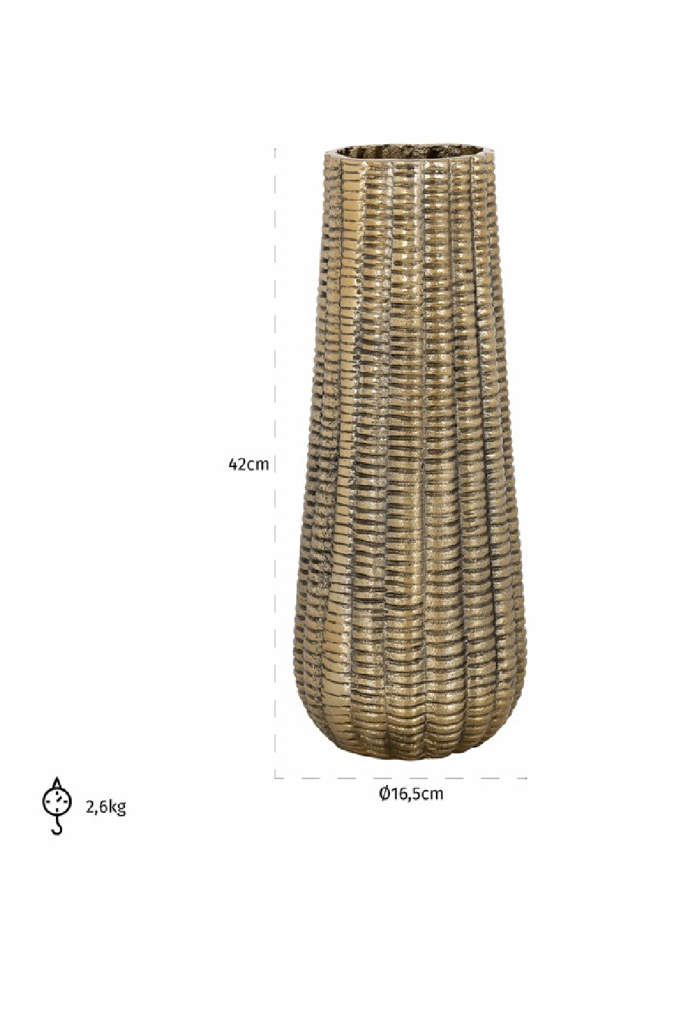 Brushed Gold Vase L | OROA Loran