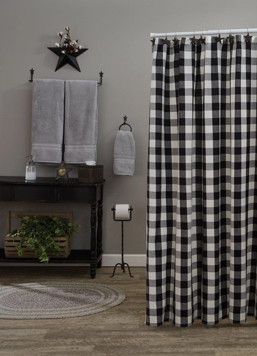 Buffalo Black and White Check Shower Curtain Lighting,Lamps Fixtures