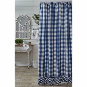 Buffalo Blue Check Ruffled Shower Curtain Lighting,Lamps Fixtures