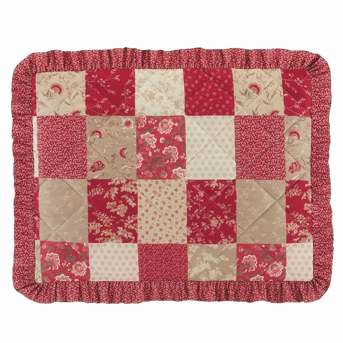 Burgundy Patchwork Ruffle Pillow Sham pillowcases,cotton pillow covers,bed linen