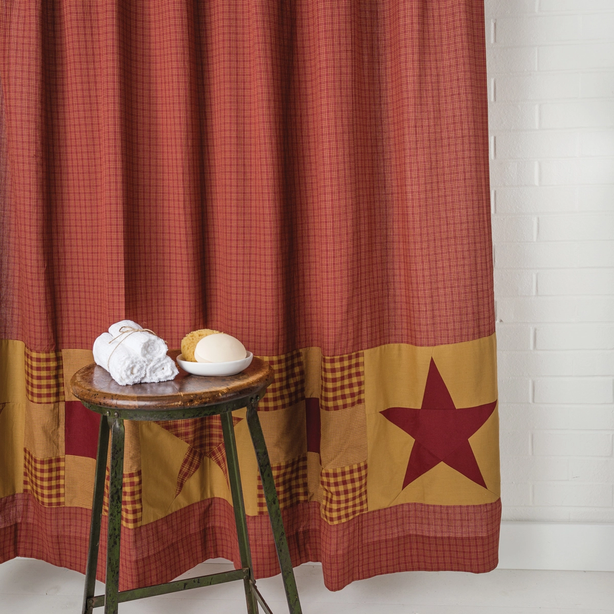 Burgundy Star Shower Curtain
