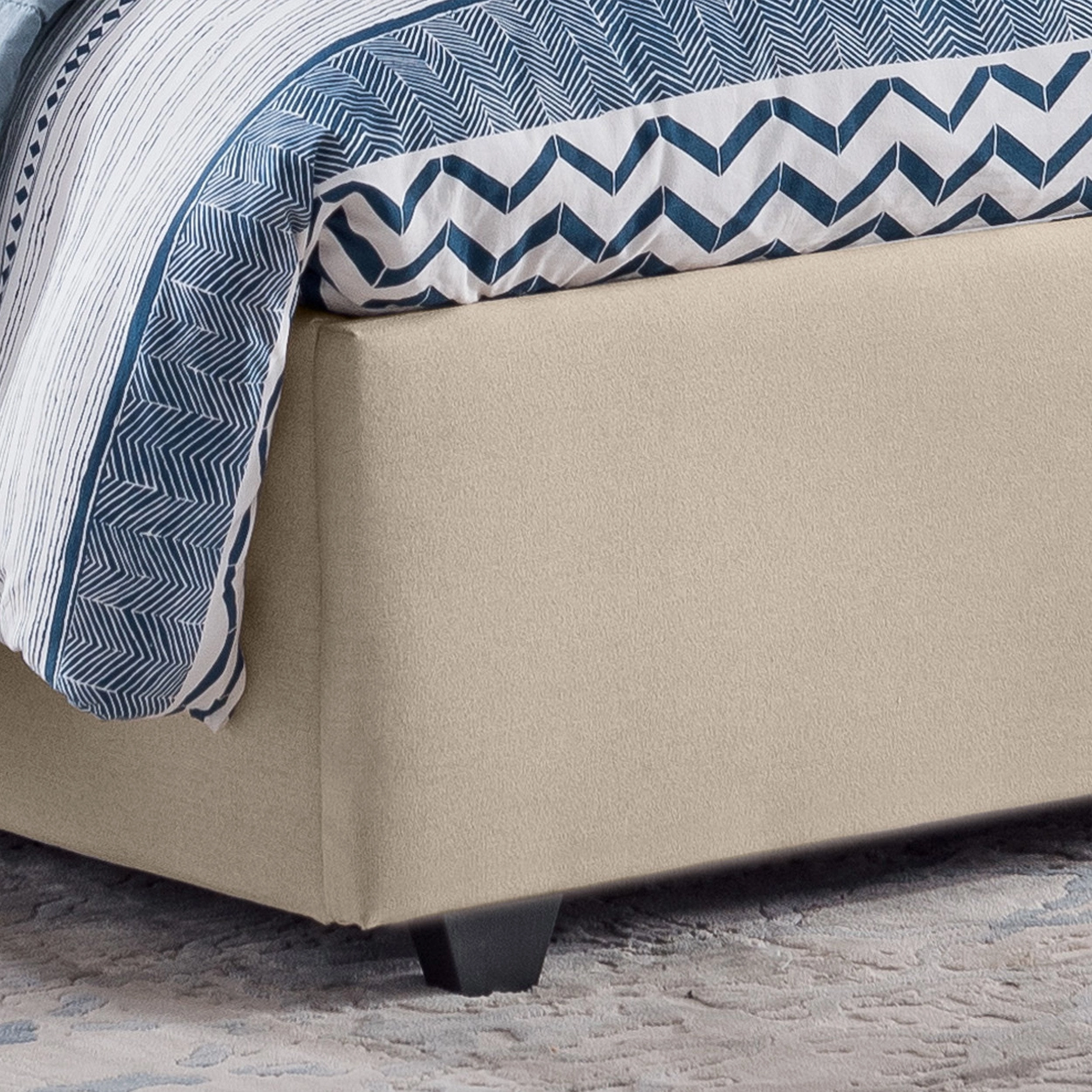 Button-Tufted Camelback Queen Bed Frame with Nailhead Trim - NH698603