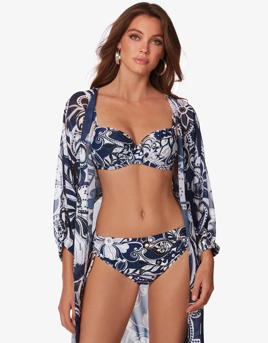 Cachemire Underwired Bikini Set - Blue and White