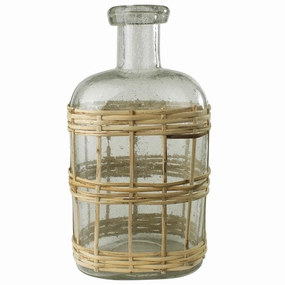 Cairo Bottle, Glass & Rattan - Lrg Vase,Ceramic Vase