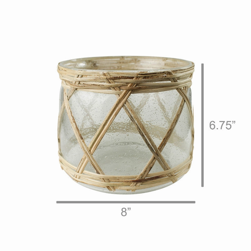 Cairo Hurricane, Glass & Rattan - Med