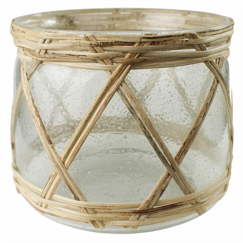 Cairo Hurricane, Glass & Rattan - Med Vase,Ceramic Vase