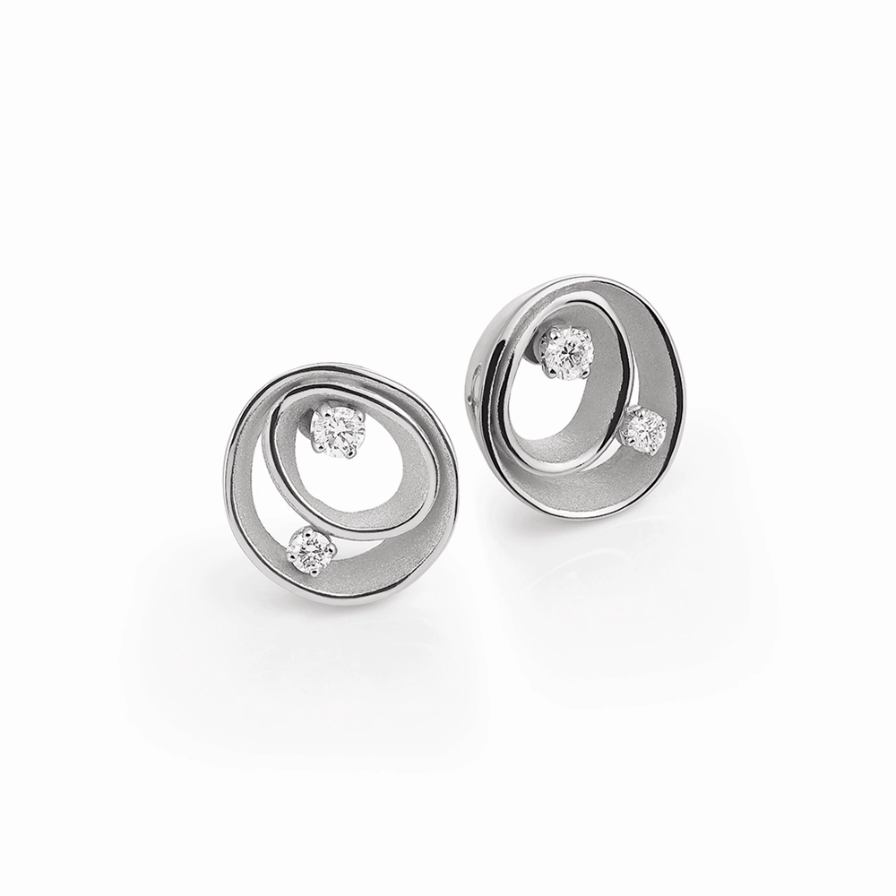 Cammilli Dune Earrings 18ct White Ice Gold with Diamonds