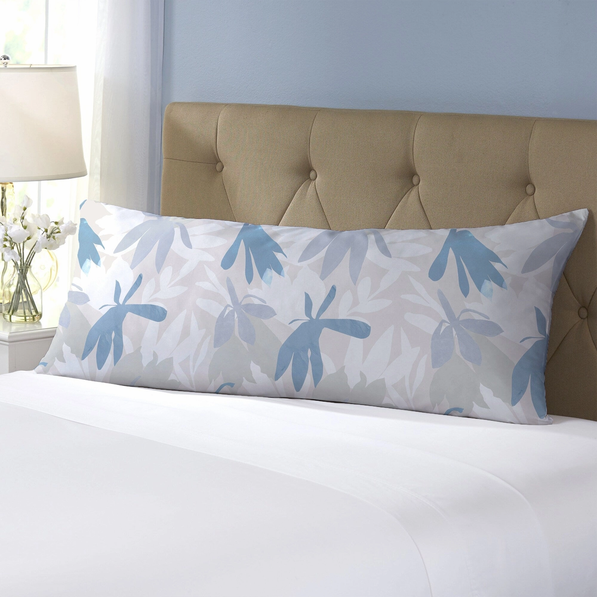 CARDINAL BLUE Body Pillow By Becky Bailey - Blue, Ivory