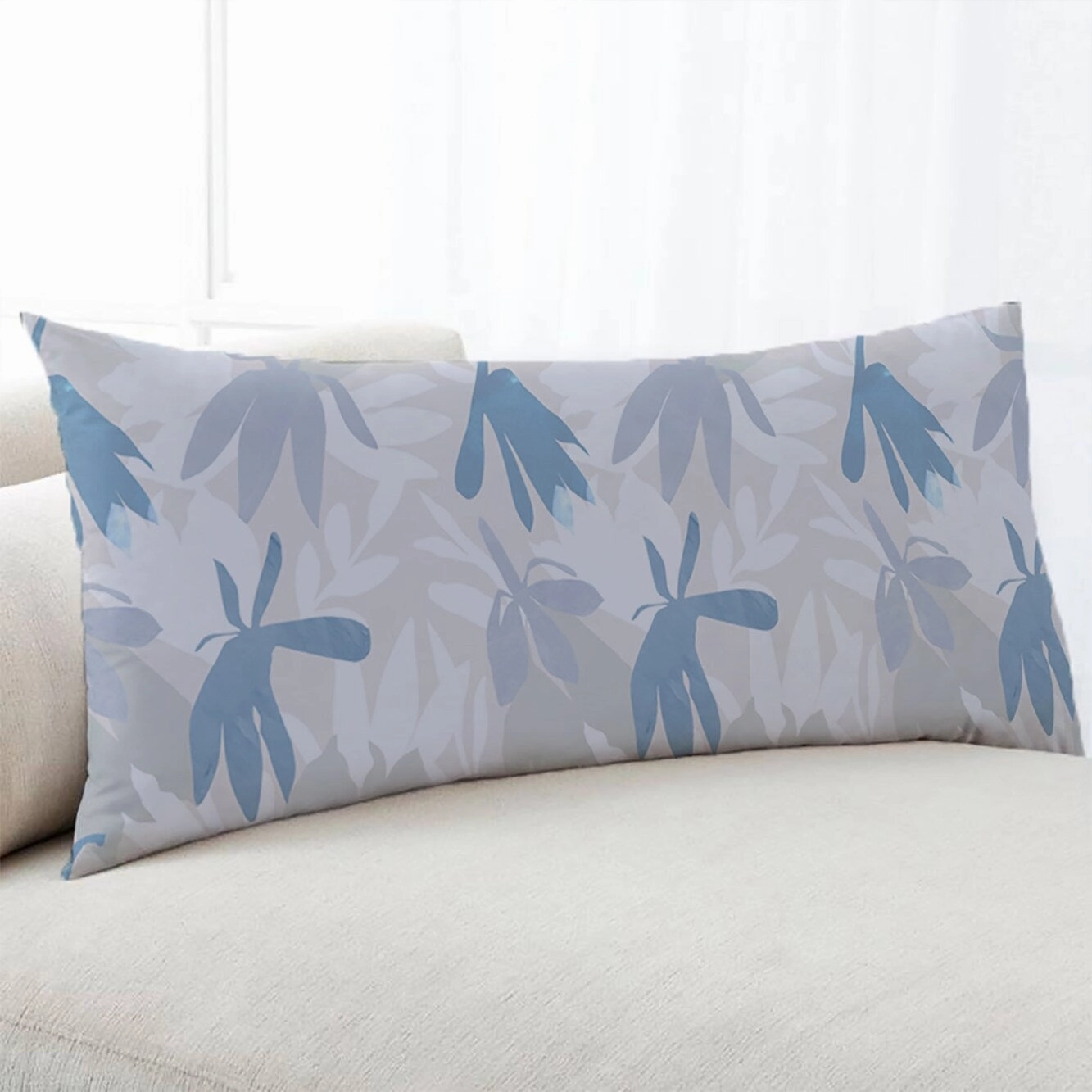 CARDINAL BLUE Body Pillow By Becky Bailey - Blue, Ivory