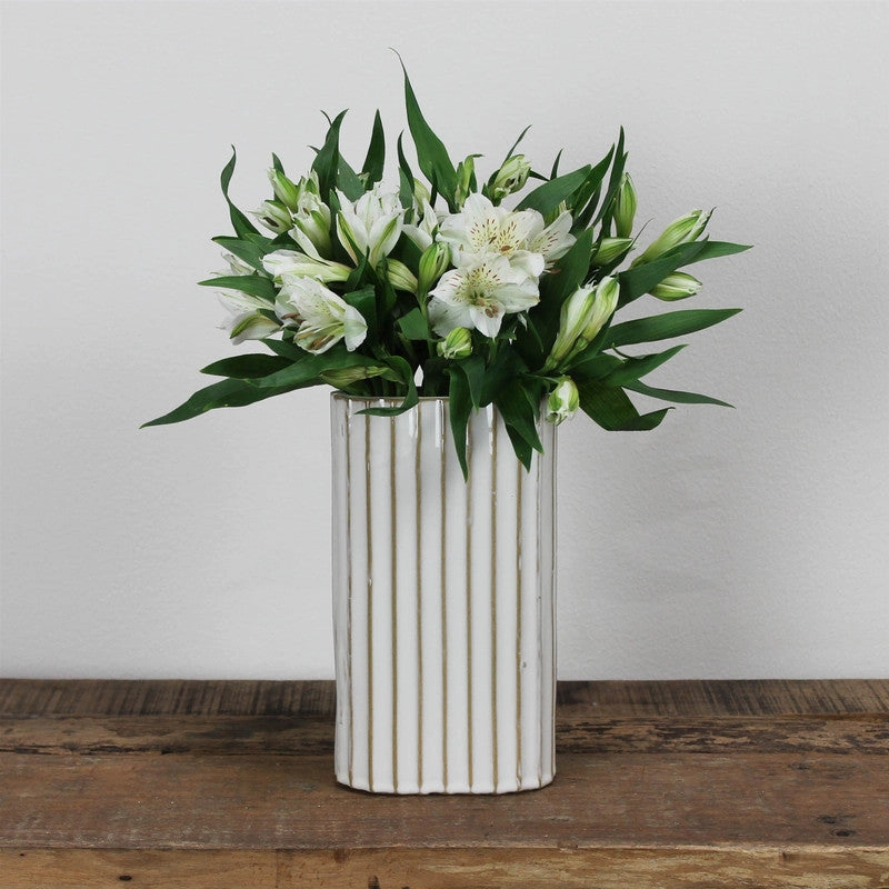 Caro Ribbed Vase, Ceramic - Lrg