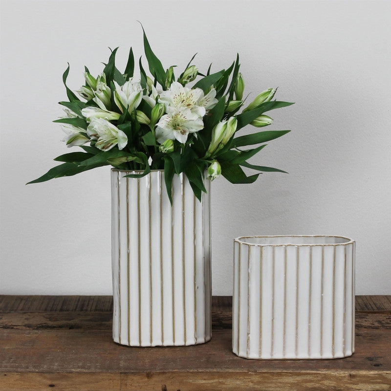 Caro Ribbed Vase, Ceramic - Lrg