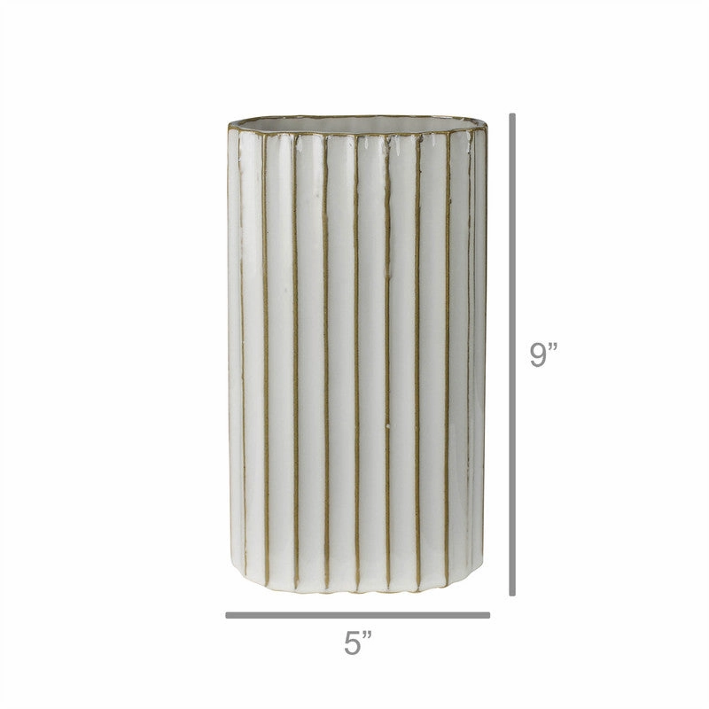 Caro Ribbed Vase, Ceramic - Lrg