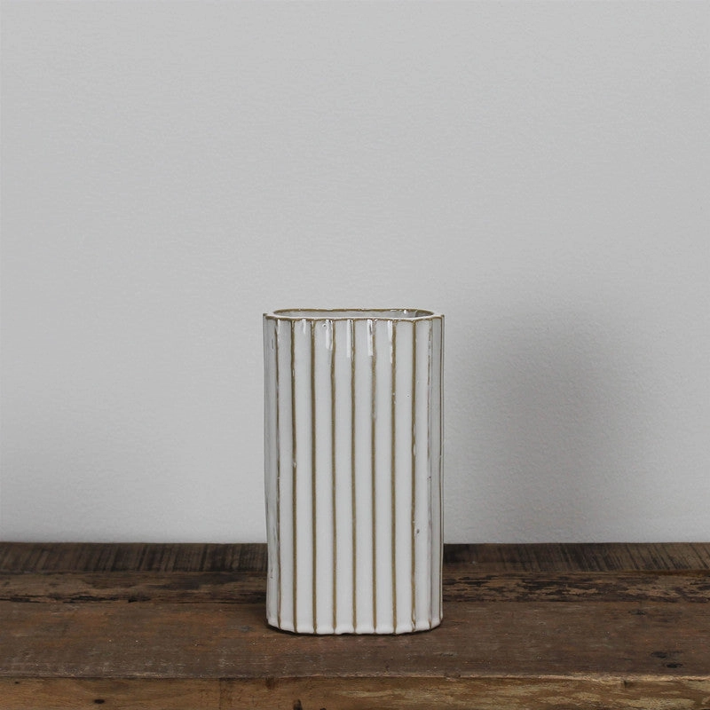 Caro Ribbed Vase, Ceramic - Lrg