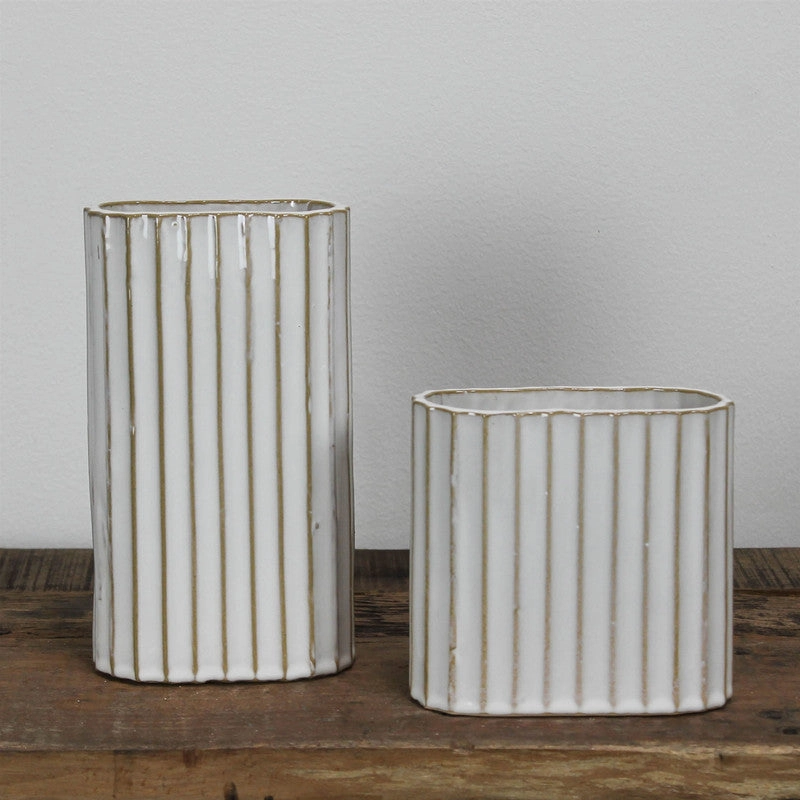 Caro Ribbed Vase, Ceramic - Lrg