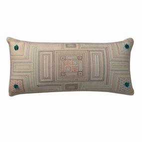 Carriles Pom Pom Deco Pillow Ivory Blue pillows,bed pillow,sleeping cushion