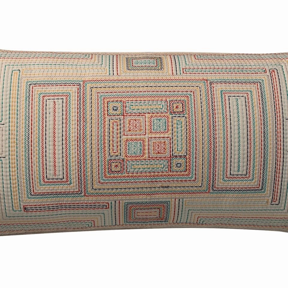 Carriles Pom Pom Deco Pillow Ivory Blue