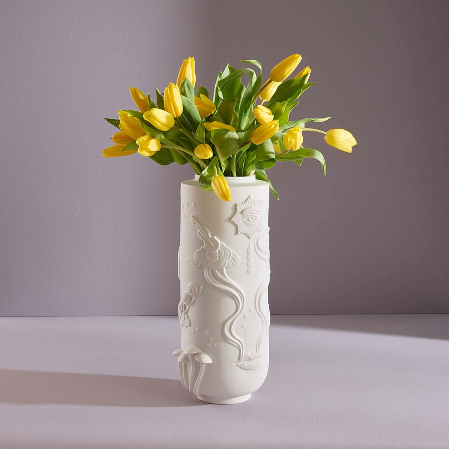 Carved Matte Porcelain Vase | Jonathan Adler Muse Dreamscape