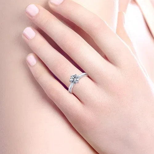 Cassie - 14K White Gold Round Diamond Engagement Ring (Setting Only)