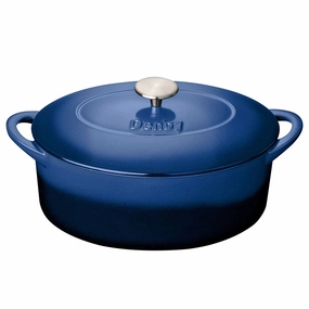 Cast Iron Oval Casserole Dish, L28 x W21 x H17cm, Cobalt Blue curtain fabric, upholstery textile