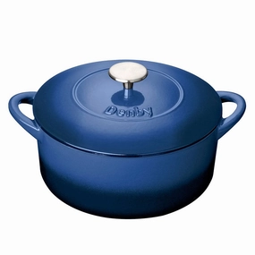 Cast Iron Round Casserole Dish, D26cm, Cobalt Blue curtain fabric, upholstery textile