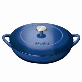 Cast Iron Shallow Casserole Dish, D30 x H13cm, Cobalt Blue curtain fabric, upholstery textile
