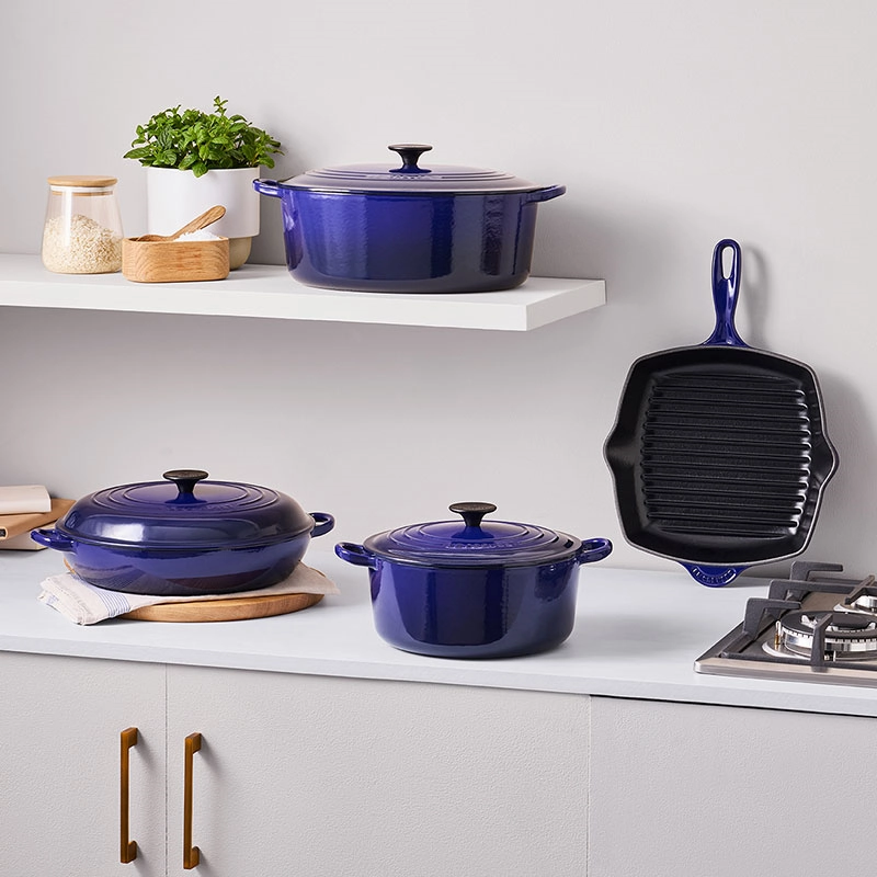 Cast Iron Square Skillet Grill, 26cm, Indigo