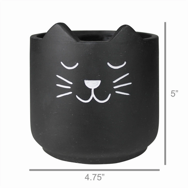 Cat Cachepot, Cement - Sm