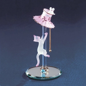 Cat Chasing Mouse Up a Lamp Glass Figurine Decorative Mirror,Home Decor Mirror