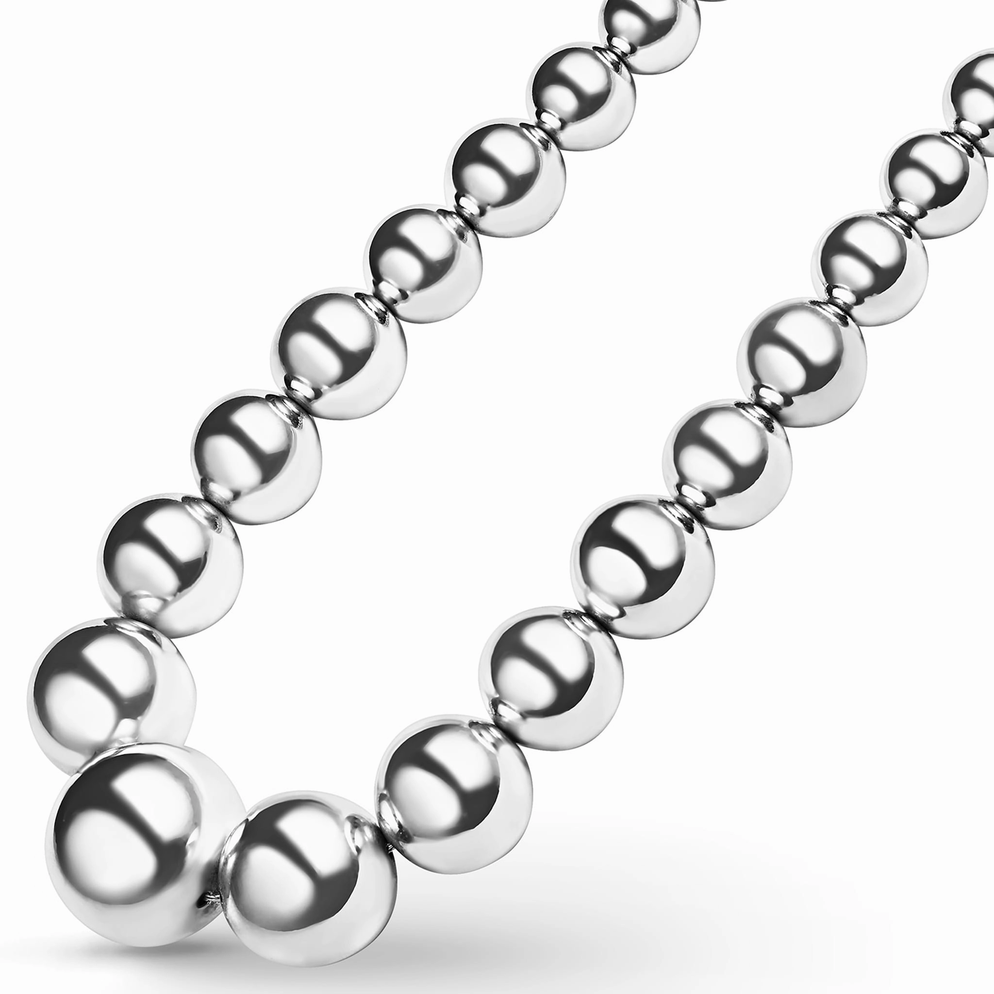 Caviar Bubbly Large Silver Graduated Bead Necklace