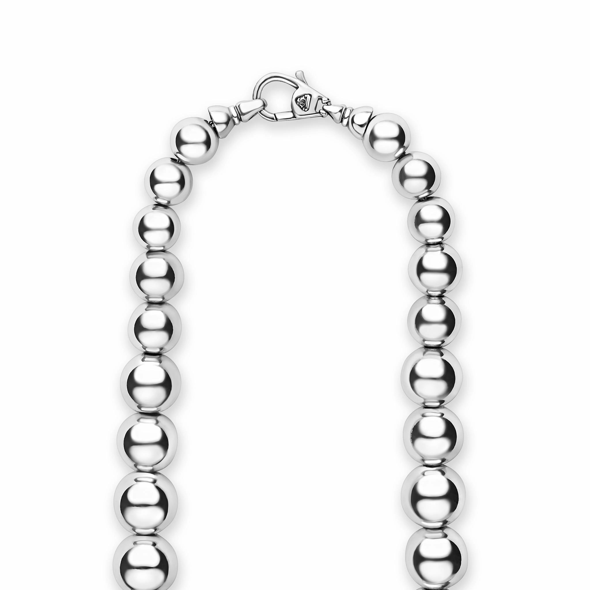 Caviar Bubbly Large Silver Graduated Bead Necklace