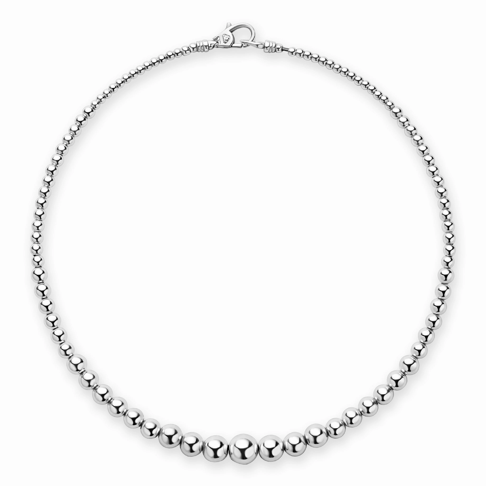Caviar Bubbly Petite Silver Graduated Bead Necklace
