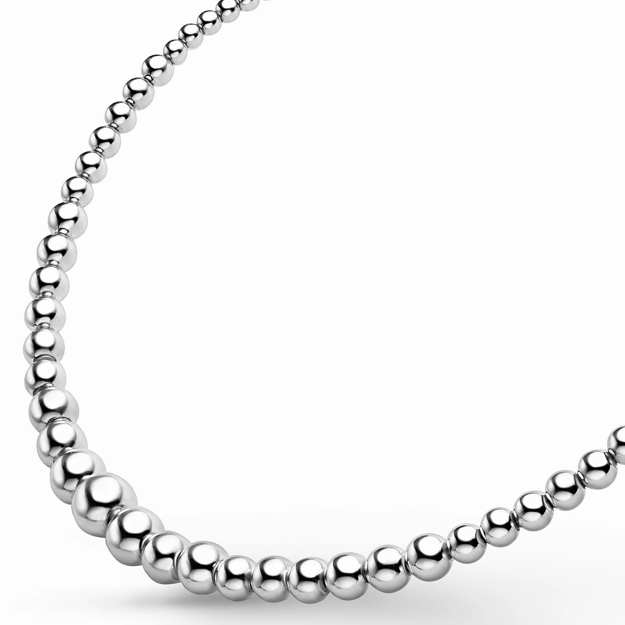 Caviar Bubbly Petite Silver Graduated Bead Necklace