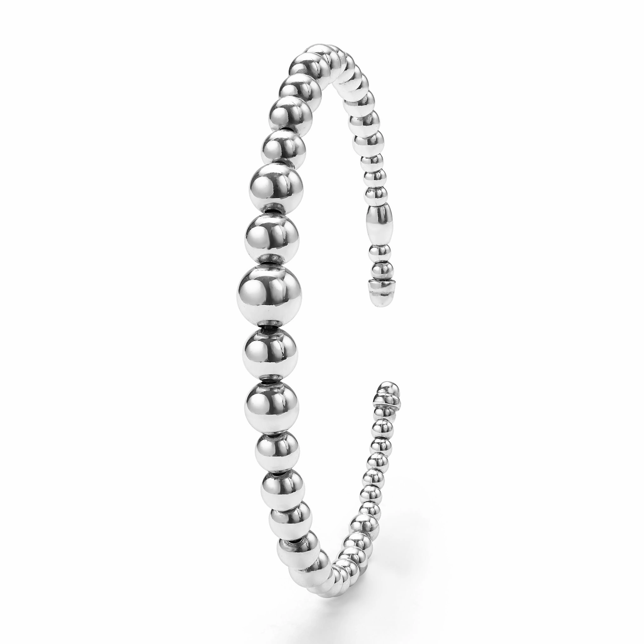 Caviar Bubbly Silver Beaded Cuff Bracelet