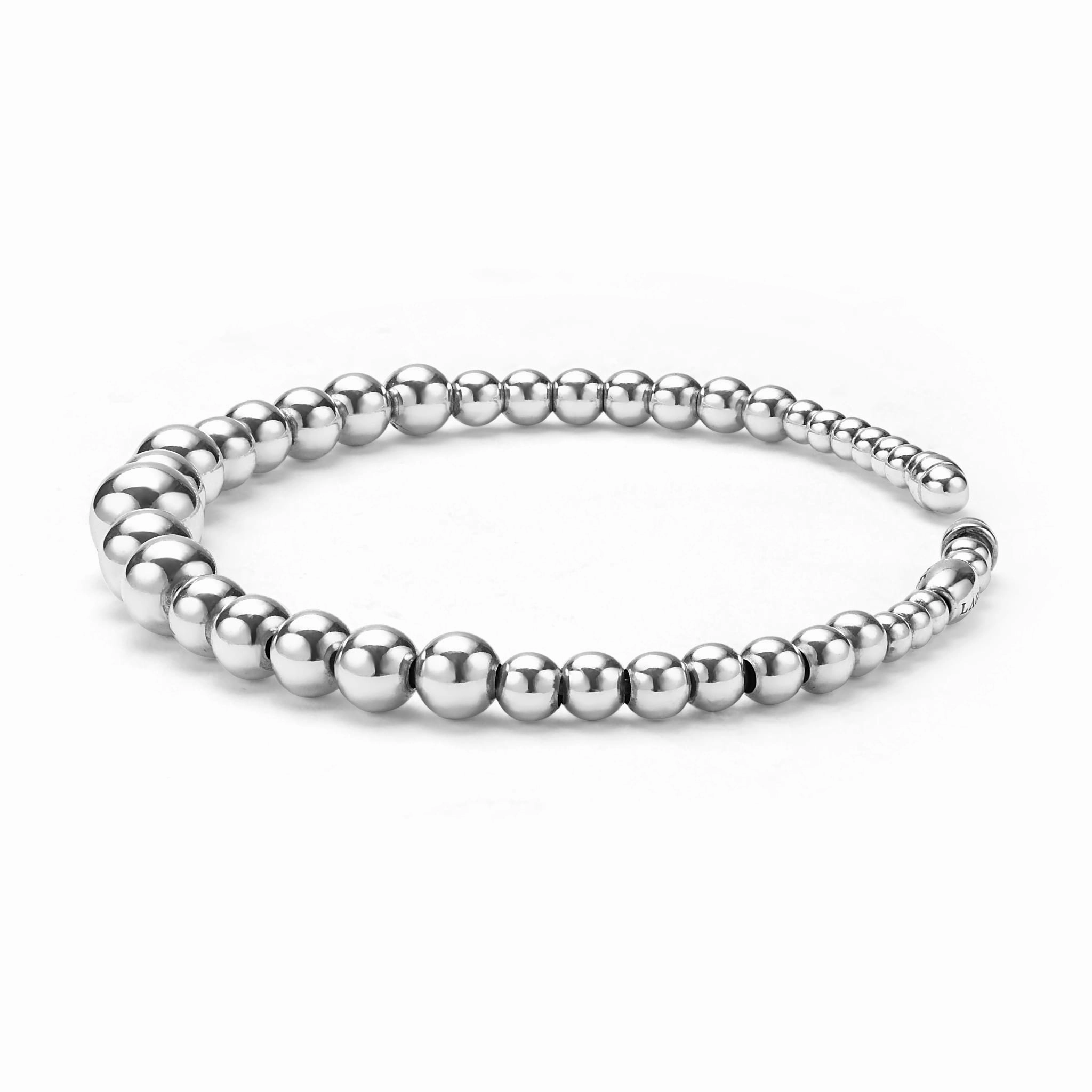 Caviar Bubbly Silver Beaded Cuff Bracelet