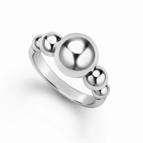 Caviar Bubbly Silver Beaded Ring