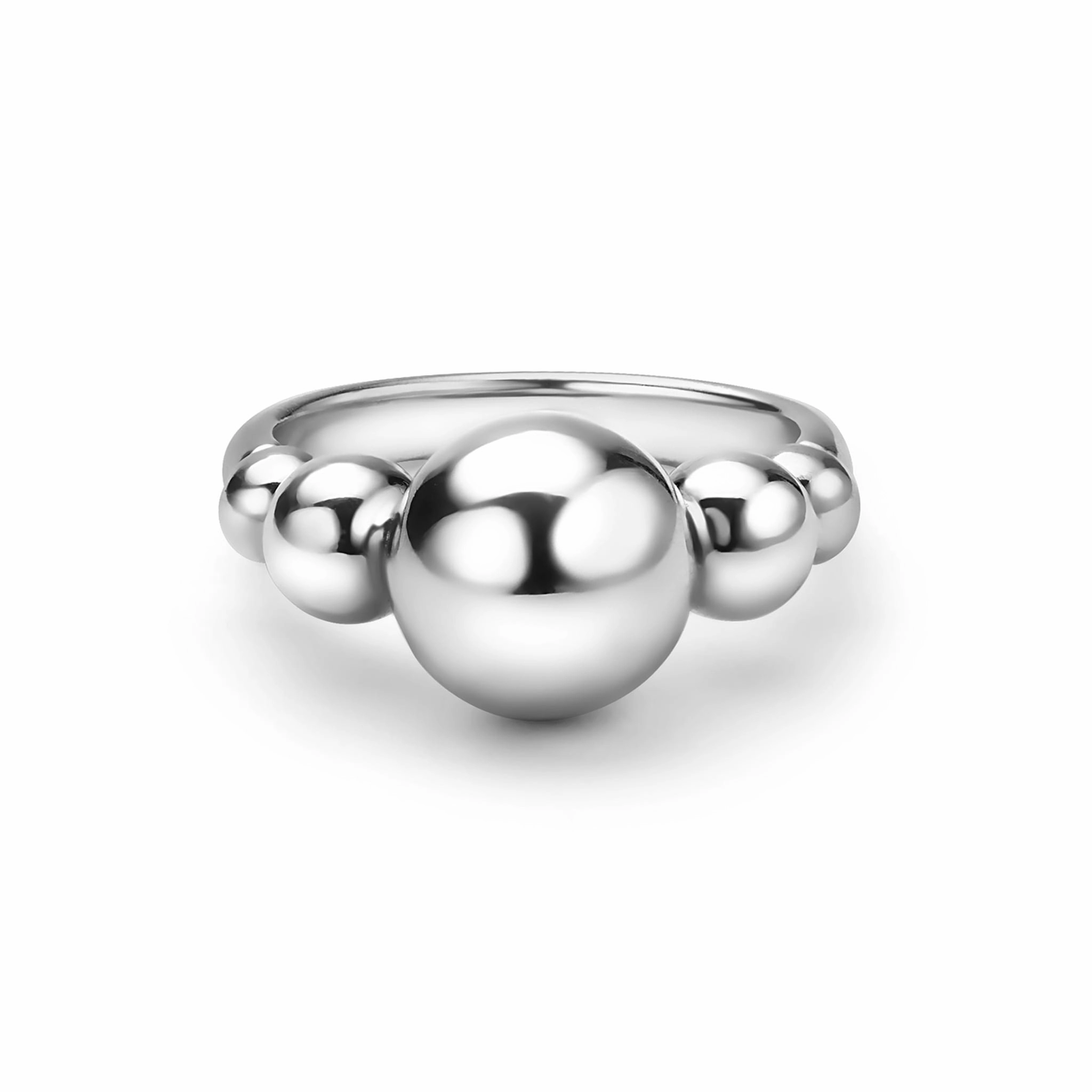 Caviar Bubbly Silver Beaded Ring