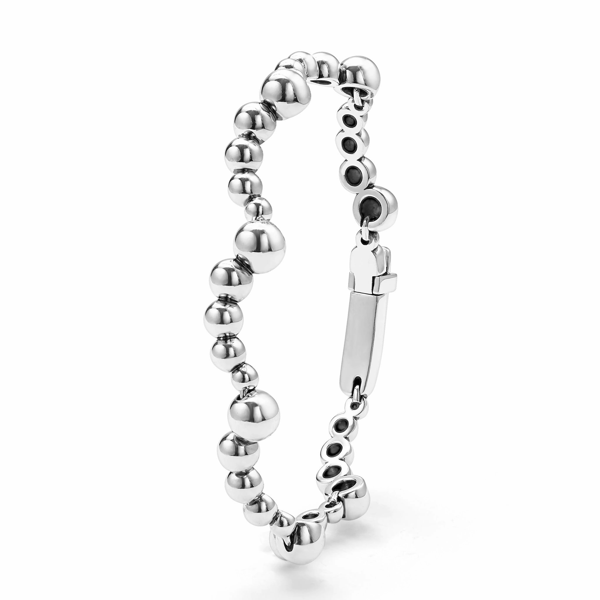 Caviar Bubbly Silver Beaded Scalloped Bracelet