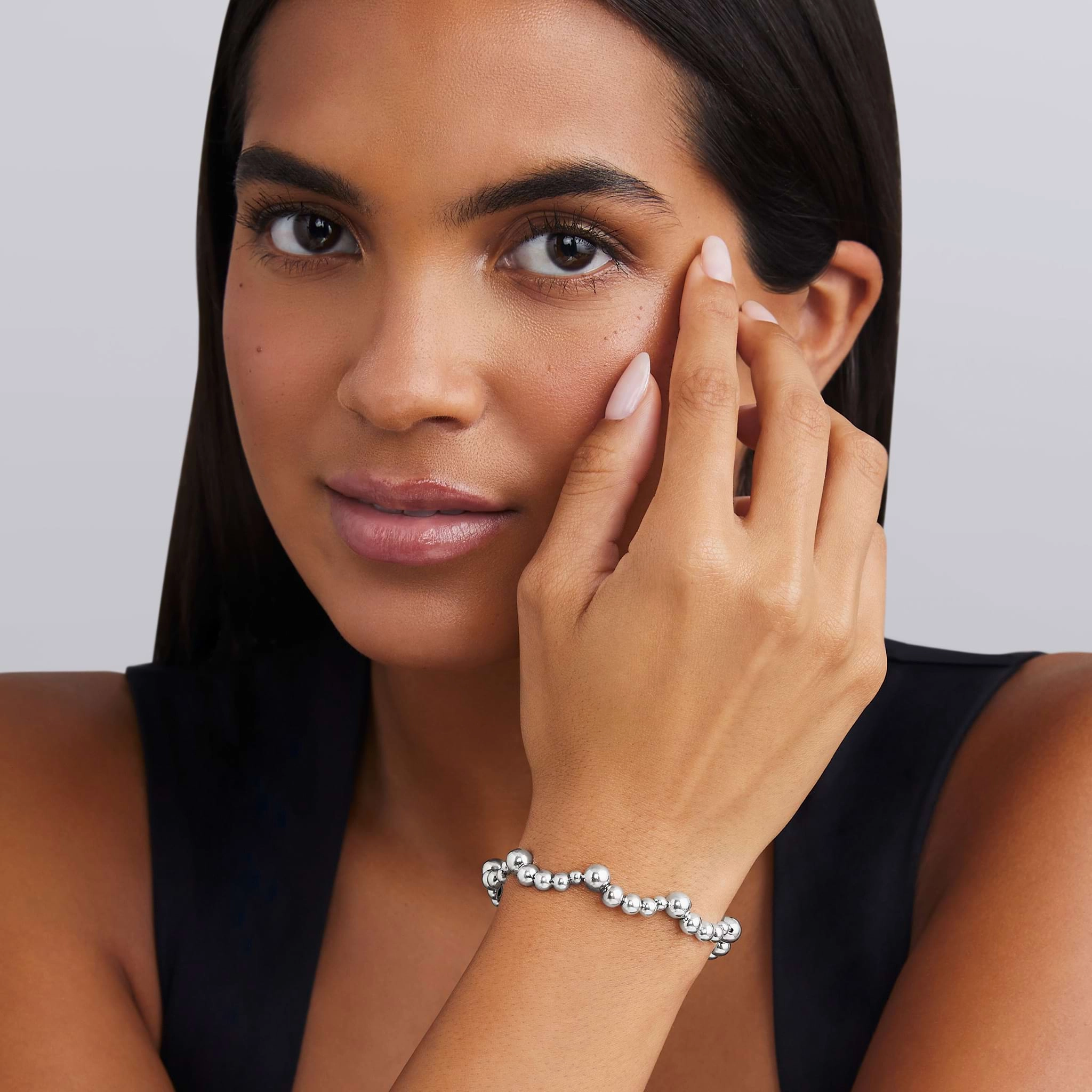 Caviar Bubbly Silver Beaded Scalloped Bracelet