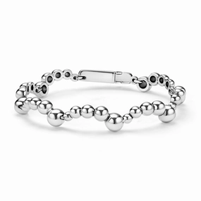 Caviar Bubbly Silver Beaded Scalloped Bracelet