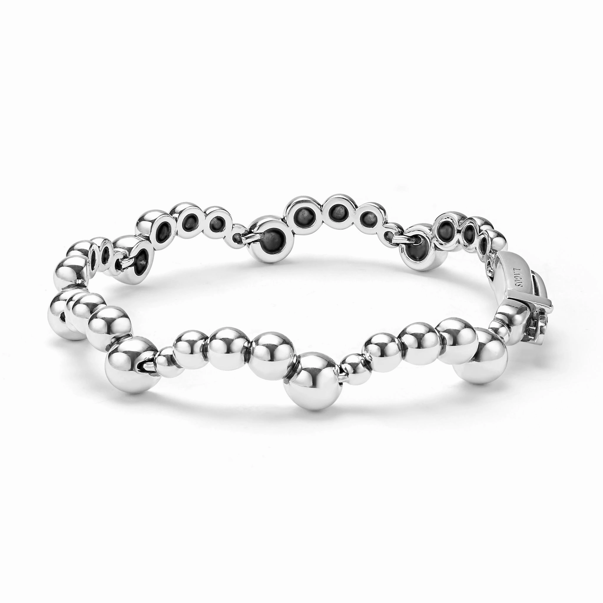 Caviar Bubbly Silver Beaded Scalloped Bracelet