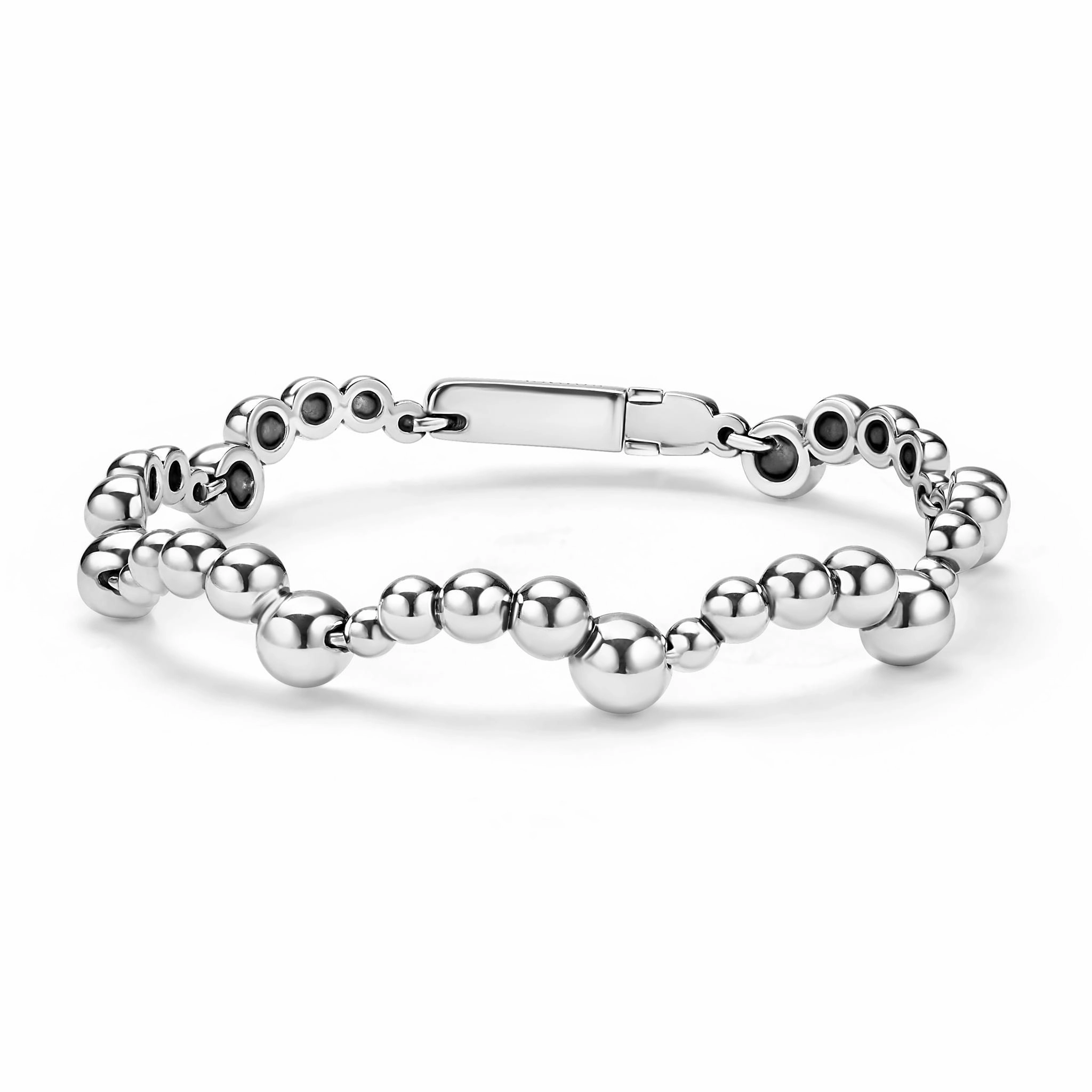 Caviar Bubbly Silver Beaded Scalloped Bracelet